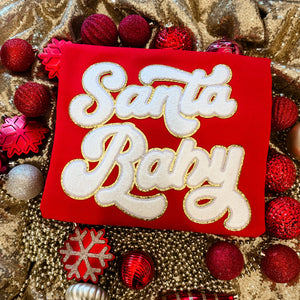 Santa baby chenille and glitter patch