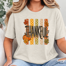 Wholesale Thankful Striped Graphic Tee - Soft Cream