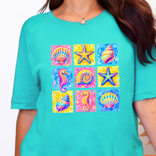 Wholesale Preppy Summer Grid Graphic Tee - Heather Sea Green