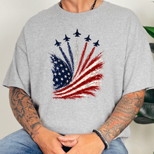 Wholesale Flag with Jets Graphic Tee - Grey Tee