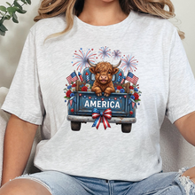 Wholesale Highland Cow America Truck Graphic Tee - Ash Tee