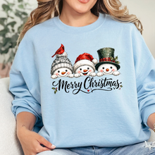 Wholesale Christmas Snowman Trio Graphic Sweatshirt - Light Blue