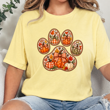 Wholesale Thanksgiving Paw Print Graphic Tee - Heather French Vanilla