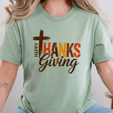 Wholesale Happy Thanksgiving Cross Graphic Tee - Sage