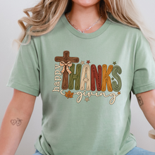 Wholesale Happy Thanksgiving Outline Graphic Tee - Sage