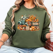 Wholesale Autumn Truck Pumpkin Graphic Sweatshirt - Military Green