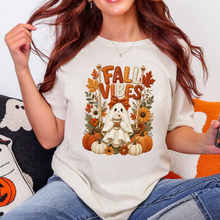 Wholesale Floral Ghost Autumn Patchwork Graphic Tee - Natural