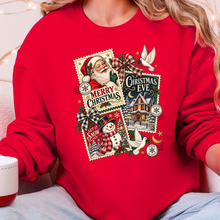 Wholesale Vintage Christmas Postcard Collage Graphic Sweatshirt - Red