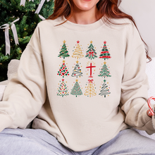 Wholesale Christmas Tree Grid Graphic Sweatshirt - Sand