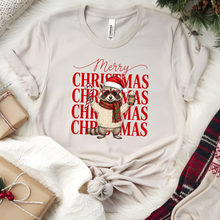 Wholesale Merry Christmas Raccoon Graphic Tee - Heather Natural
