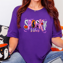 Wholesale Spooky Vibes Retro Graphic Tee - Team Purple
