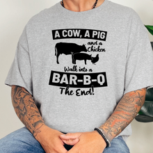 Wholesale Cow, Pig & Chicken Bar B Q Graphic Tee - Grey