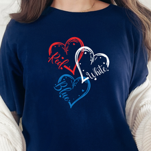 Wholesale Red White Blue Hearts Graphic Tee - Navy Tee