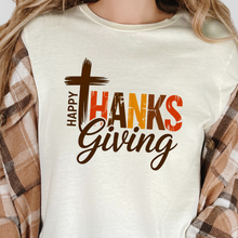 Wholesale Happy Thanksgiving Cross Graphic Tee - Natural