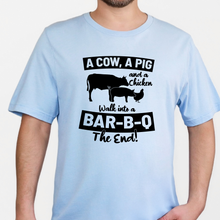 Wholesale Cow, Pig & Chicken Bar B Q Graphic Tee - Baby Blue