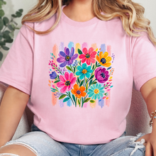 Wholesale Boho Floral Brushstroke Graphic Tee - Pink