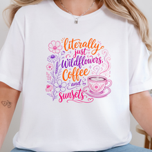 Wholesale Wildflowers Coffee Sunsets Graphic Tee - White