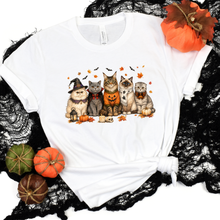 Wholesale Cute Halloween Cats Graphic Tee - White