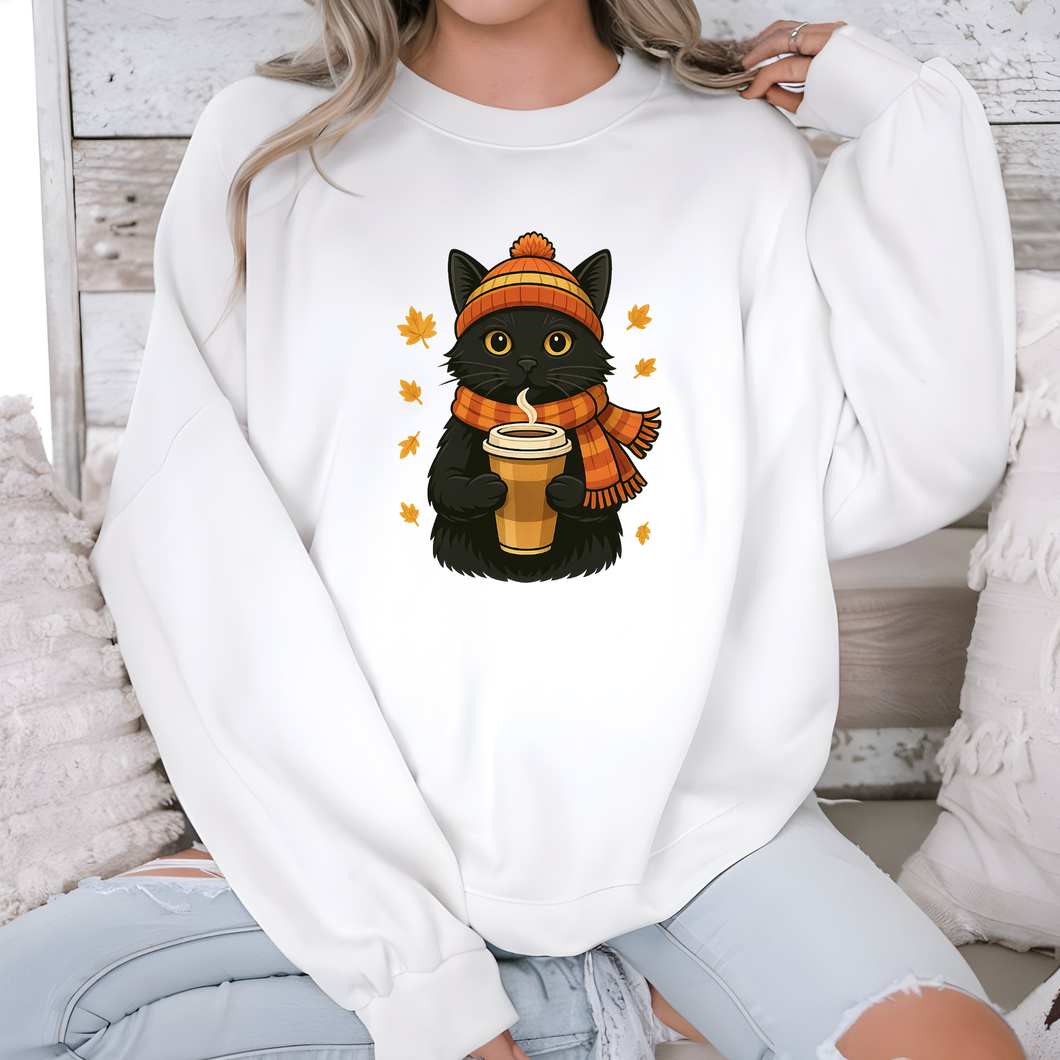 Fall Cat with Latte Sweatshirt