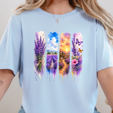 Wholesale Watercolor Summer Purple Graphic Tee - Baby Blue