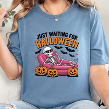 Wholesale Waiting on Halloween Graphic Tee - Steel Blue