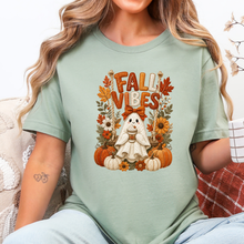 Wholesale Floral Ghost Autumn Patchwork Graphic Tee - Sage