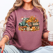 Wholesale Autumn Truck Pumpkin Graphic Sweatshirt - Heather Maroon