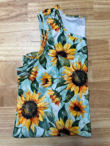 Teal Sunflower Tank Top