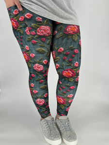 Pink Floral Leggings w/ Pockets