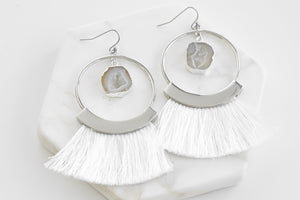 Agate Collection - Silver Ashen Fringe Earrings