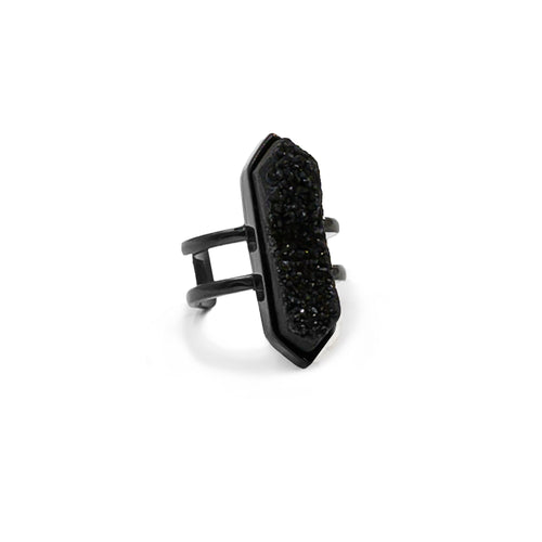 Bangle Collection - Black Magna Raven Quartz Ring