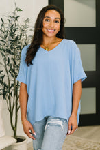 Counter Part Crinkle Woven V-Neck Top in Cornflower Blue - Sunshine Styles Boutique