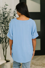 Counter Part Crinkle Woven V-Neck Top in Cornflower Blue - Sunshine Styles Boutique
