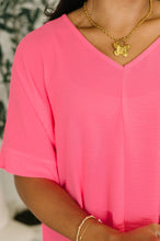 Counter Part Crinkle Woven V-Neck Top in Neon Fuchsia - Sunshine Styles Boutique