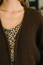 Everything Layer Waffle Knit Open Front Cardigan in Chocolate