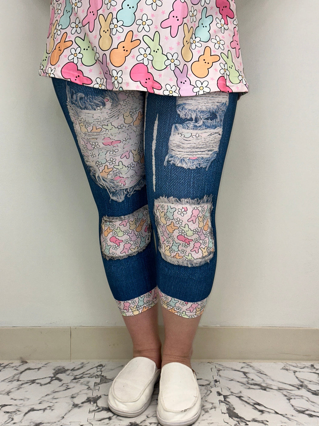 Easter Peep Denim Capri w/ Pockets