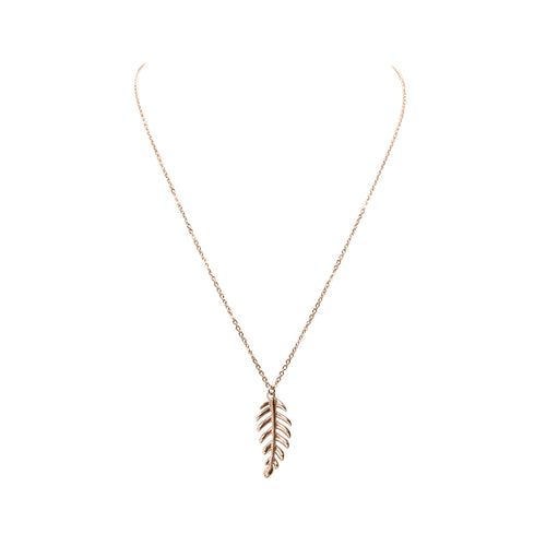 Goddess Collection - Rose Gold Laurel Leaf Drop Necklace