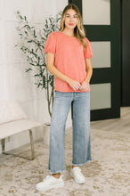 Grace & Virtue Balloon Sleeve Blouse in Coral