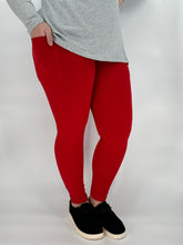 Red Leggings/Capri w/ Pockets