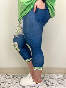 Shammy Blue Denim Capri w/ Butt Pockets