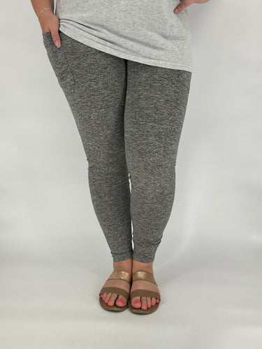 Gray Fleece Leggings w/ Pockets