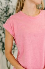 It Starts Here Basic Rolled Sleeve Tee in H Fuchsia - Sunshine Styles Boutique