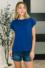 It Starts Here Basic Rolled Sleeve Tee in Lt Navy - Sunshine Styles Boutique