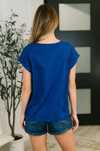 It Starts Here Basic Rolled Sleeve Tee in Lt Navy - Sunshine Styles Boutique