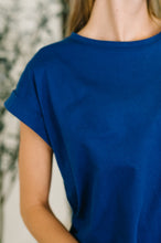 It Starts Here Basic Rolled Sleeve Tee in Lt Navy - Sunshine Styles Boutique
