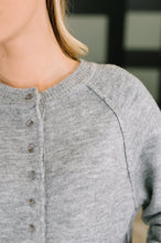 Just For Me Henley Brushed Pullover in Grey