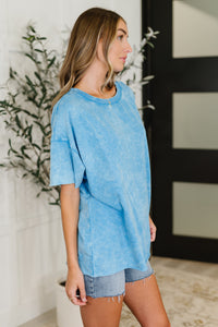 Just My Type Mineral Wash Relaxed Top in Deep Sky
