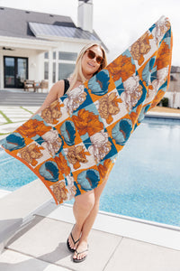 Luxury Beach Towel in Block Floral