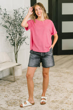 Leave It to Me Waffle Knit Relaxed Tee in  Pink