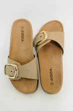 Lizzy Slip on Buckle Strap Sandal in Taupe